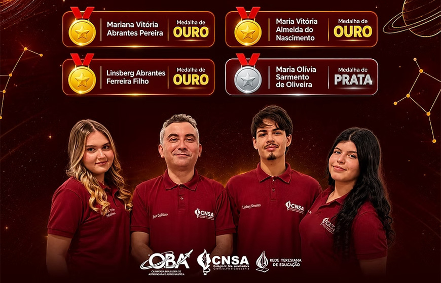 Conquistas do CNSA na OBA: estudantes com medalhas de ouro e prata